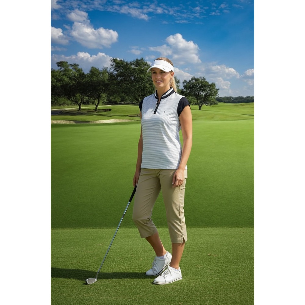Golfino Womens Quarter Zip Sleeveless Golf Polo Shirt Mock Neck Size 8